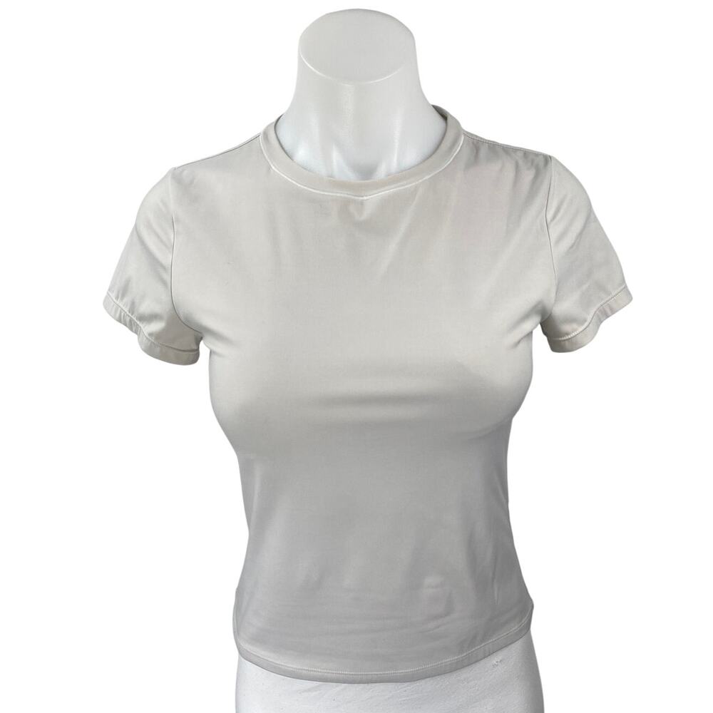 Qinsen Women's Gray Short Sleeve Crew Neck Slim Stretch T Shirt Tee Top Size S